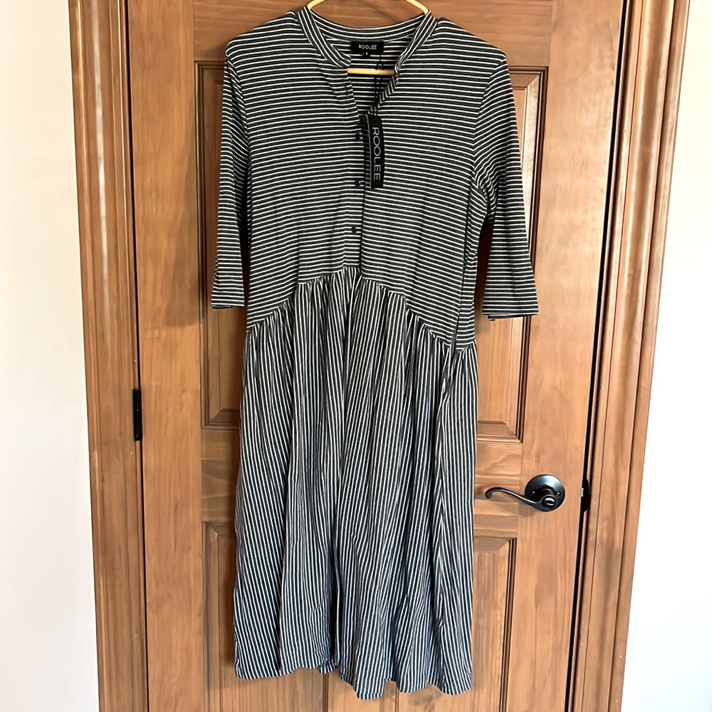 ROOLEE gray dress with white stripes